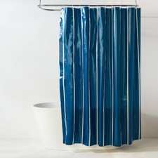 13pc PEVA Waves Shower Curtain with Rings Set Blue