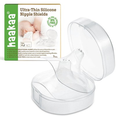 haakaa Nippleshield Silicone Nipple Shields for Breastfeeding with Carry Case