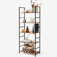 EDX Bookcase, 5 Tier Book Shelf, Storage Shelf, Classic Modern Bookcase for CDs