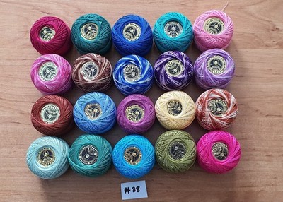 20 Knäuel Perle Baumwolle Nr:12 Stickgarn in verschiedenen Farben #38