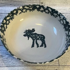 Tienshan Folk Craft Moose Country 1 Soup or Cereal Bowl 6 1/2” Cabin Vtg