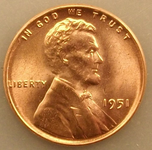 1951-P   Lincoln Cent - SUPERB GEM BU UNC RED - NICE High GRADE COIN