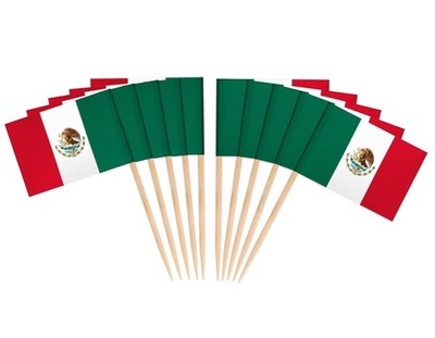 Cyps 100 Pcs Mexico Flag Mexican Toothpick Flags Small Mini Stick Cupcake Topper