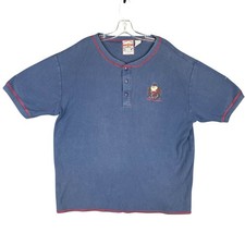 Vintage Looney Tunes Classic Henley Mens XL Tasmanian Devil Short Sleeve Shirt