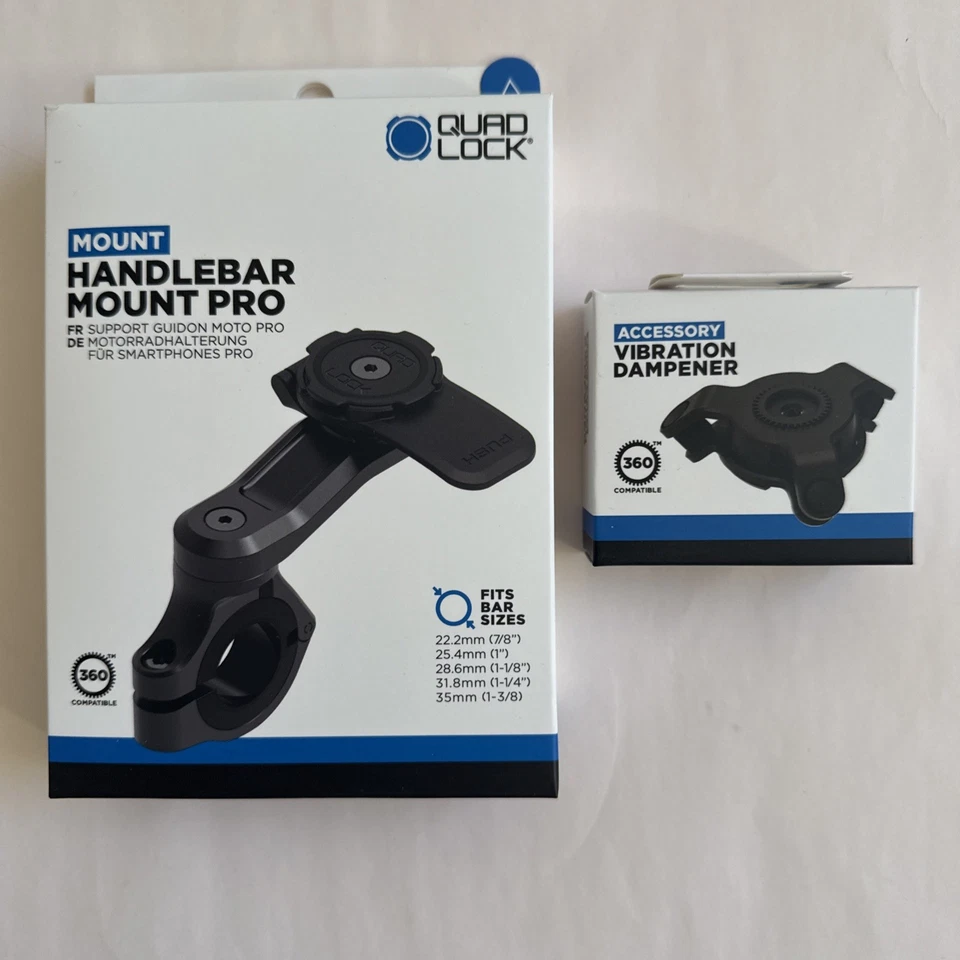 QUAD LOCK Motorcycle Handlebar Mount PRO and Vibration Dampener Quadlock NEW - Image 2 of 4
