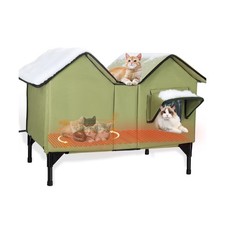 Heated Outdoor Cat House Weatherproof for Winter - Extra Large Heated Cat Hou...