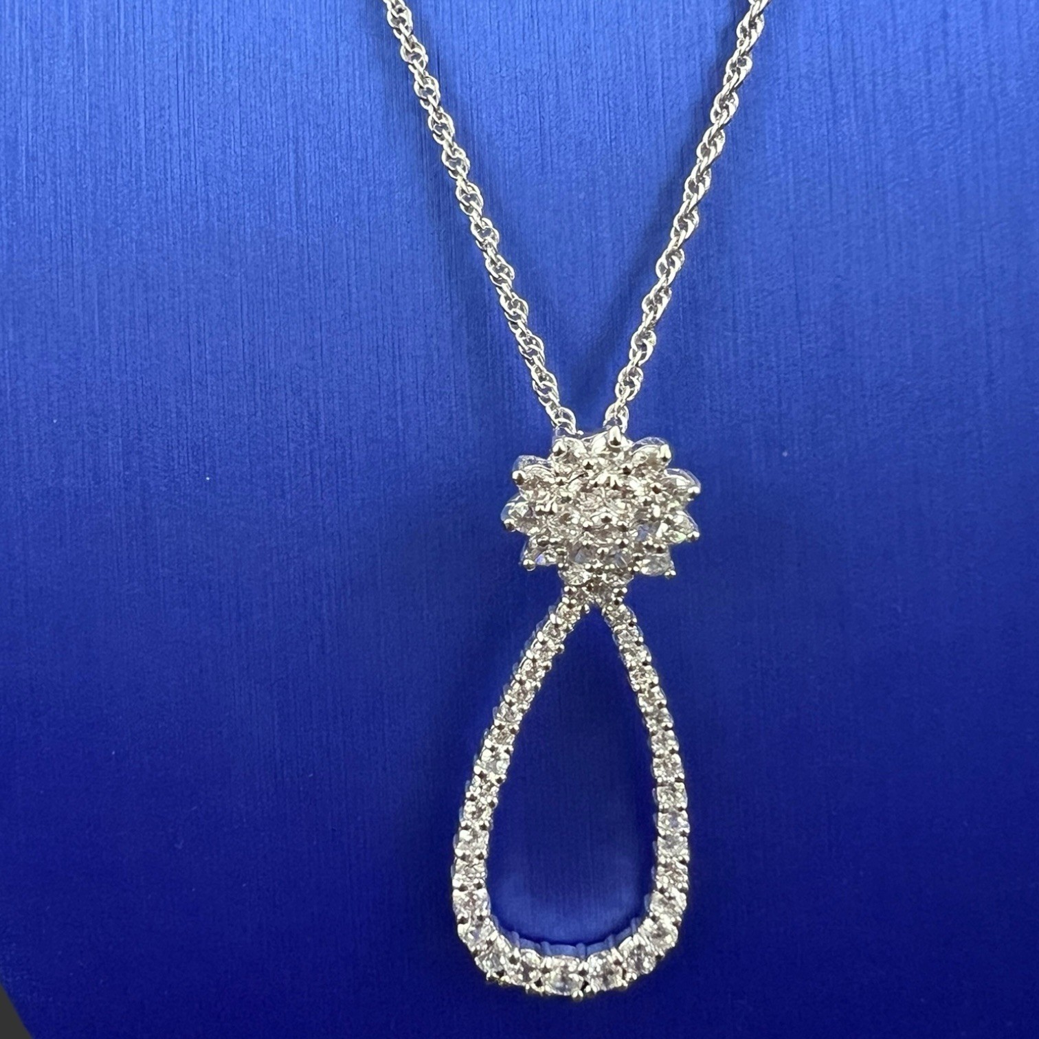 Vintage JBK Camrose & Kross Clear Crystal Pendant Chain Necklace VG+