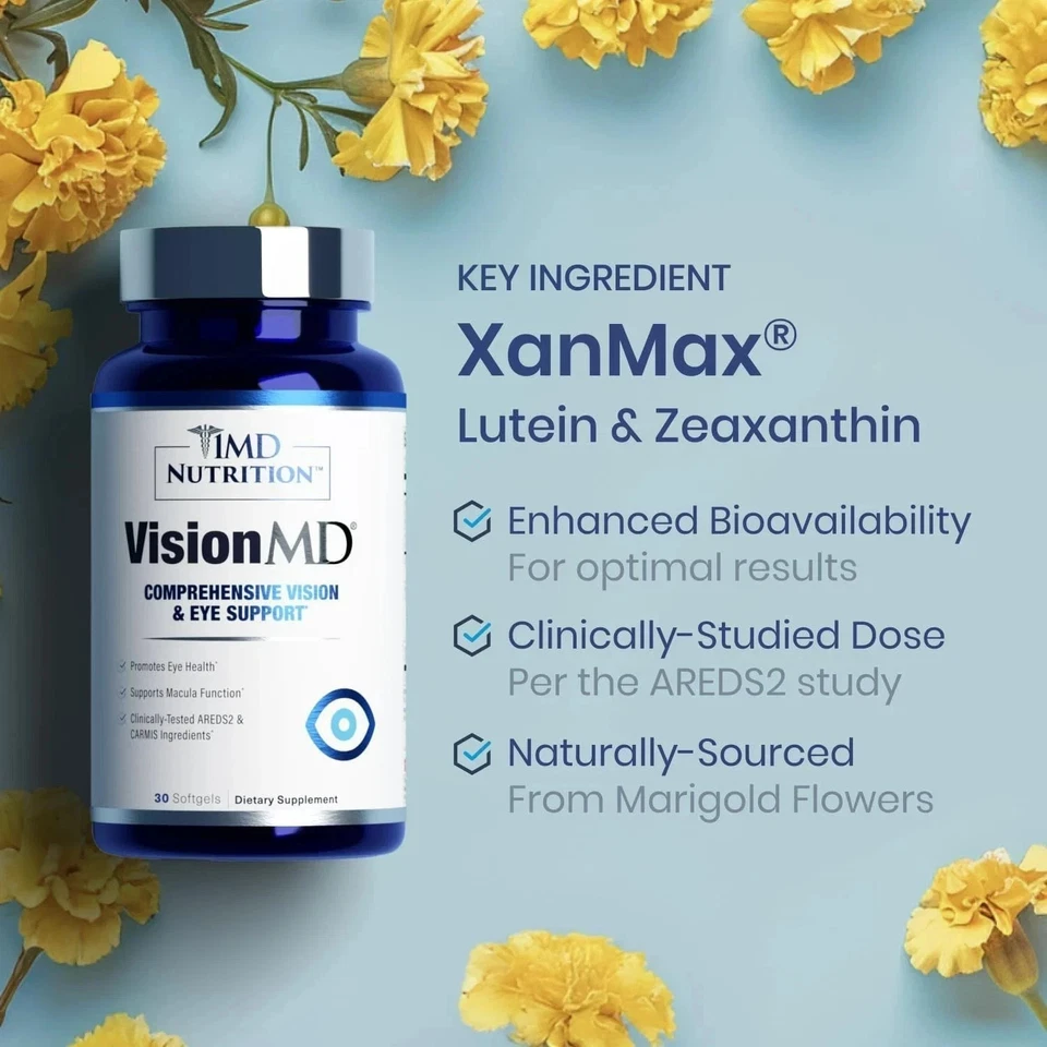 Vitamina para ojos 1MD Nutrition Vision MD CARMIS - Suplemento para ojos - 30 cápsulas blandas EE. UU. Foto 3 de 4