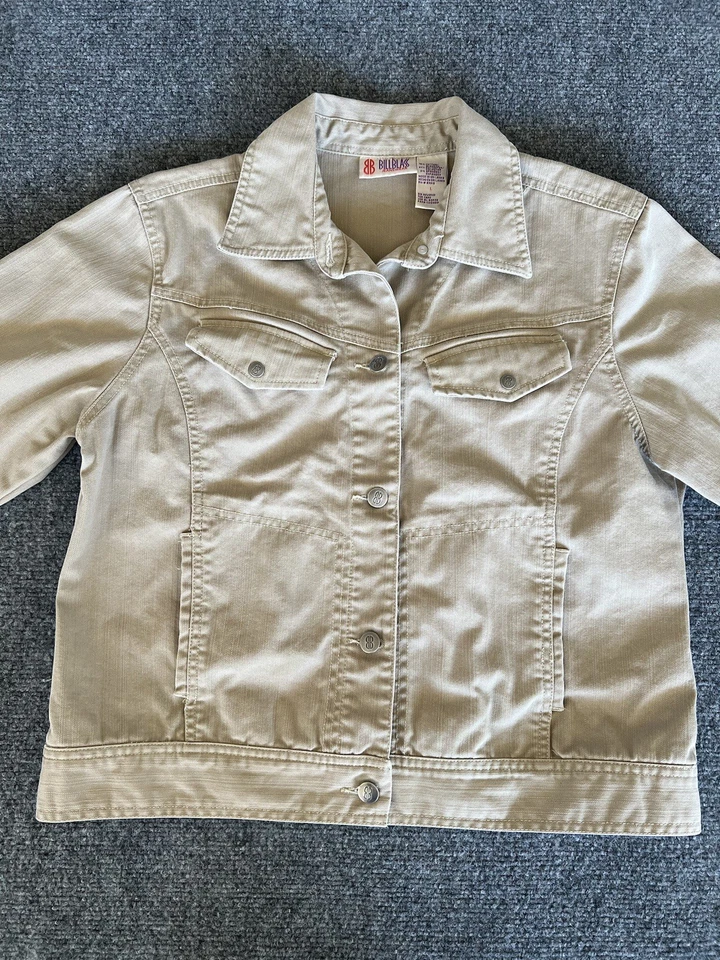 Chaqueta vaquera Bill Blass de colección para mujer marrón río abotonada grande Foto 4 de 4