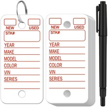 200 Pcs Poly Car Key Tags with 200 Rings and 2 1.4 x 3 inch, White