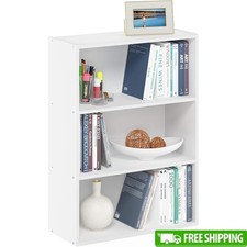 Wide Book Shelf Durable Engineered Wood Storage Organizer Living Room Office New