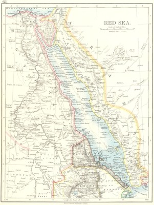 RED SEA. Ägypten Eritrea Hedjaz Asir Jemen. Niltal. Sinai. JOHNSTON 1899 Karte