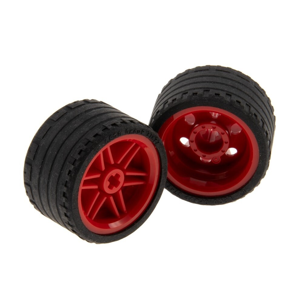 2X Lego Technic Wheel 37X22 ZR Black Rim 30.4X20 Red 55978 56145C03