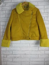 The Fifth Label S, 10 womans jacket yellow solid full zip long sleeves collared