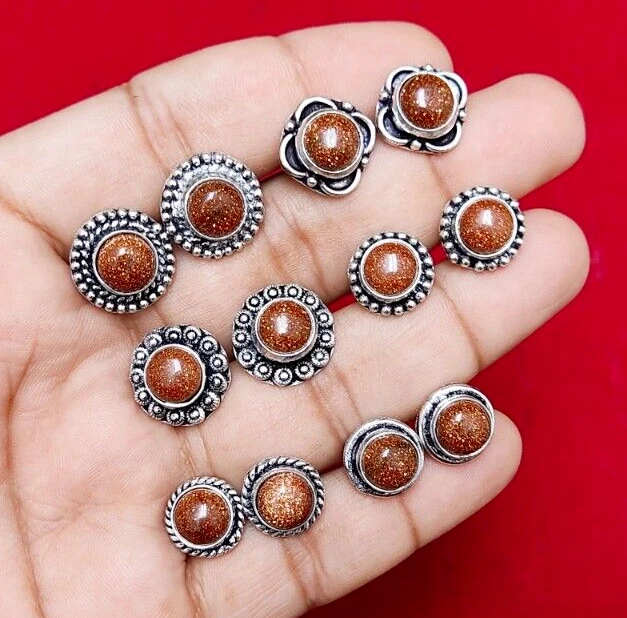 Lote de 92,5 pendientes chapados en plata hechos a mano al por mayor de piedras de oro joyas a granel Foto 2 de 4