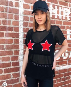 black and red mesh top