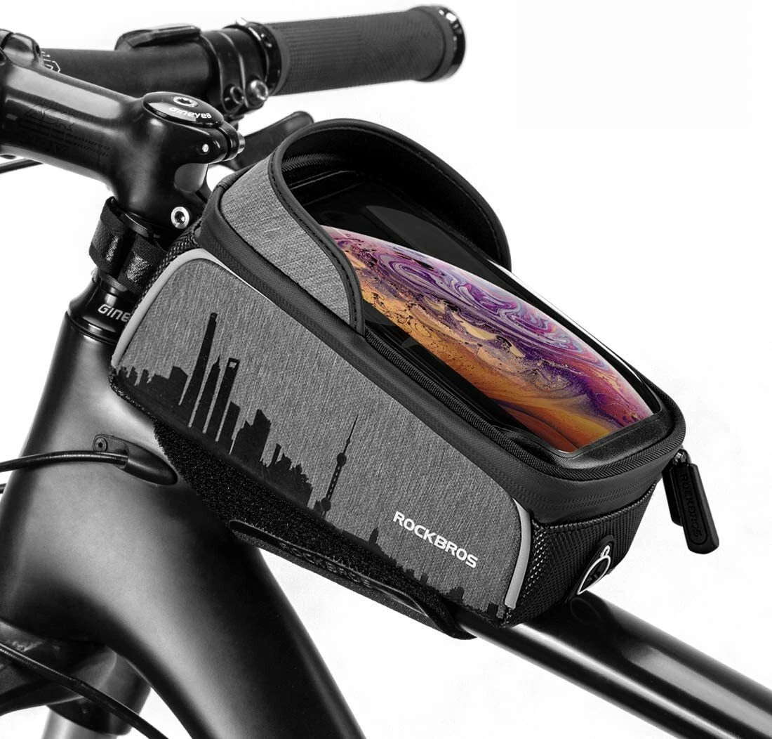 ROCKBROS Bike Phone Support Bag Waterproof Top Tube Bags Front