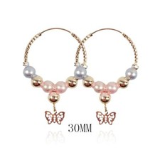 18k Layered Real Gold Filled Round hoop Earrings Butterfly Multi colors