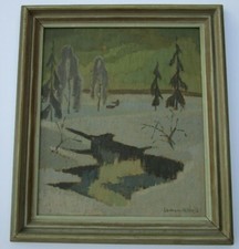 LOMAN NITTSJO PAINTING DALARNA SWEDEN ABSTRACT FAUVISM EXPRESSIONISM MID CENTURY