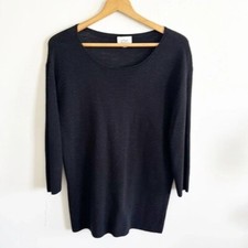 Aritzia Wilfred black ribbed knit tunic sweater Italian yarn size small