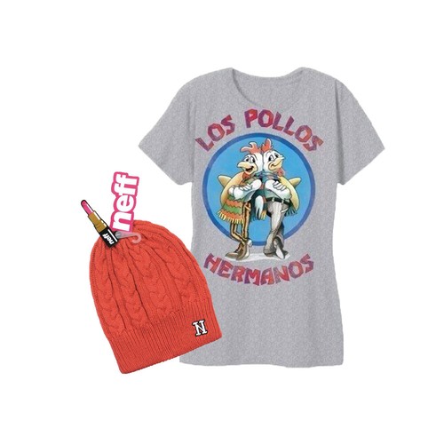 Juniors' Breaking Bad Los Pollos Hermanos T-Shirt & NEFF Women's Beanie - Imagen 2 de 4