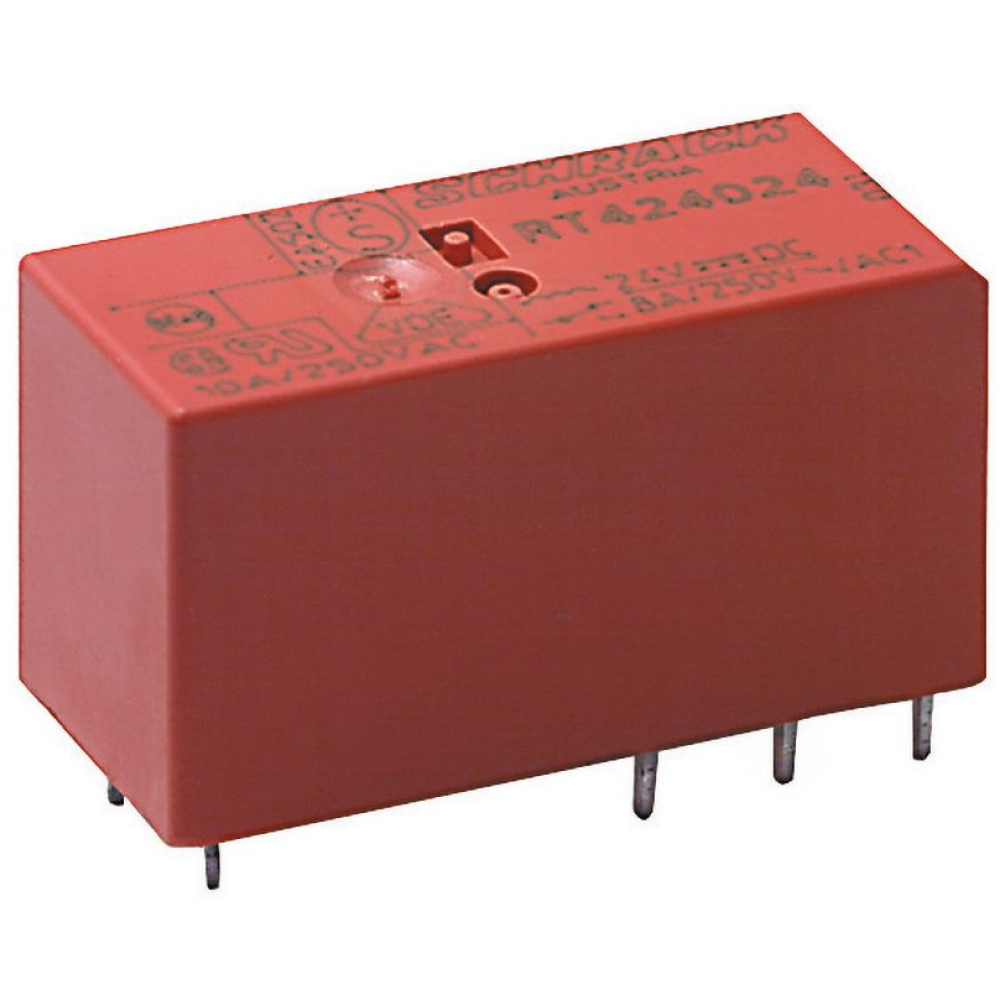 Relè relay 24V 24Vca 8A circuito stampato pcb 2 contatti c/o in scambio RT424524