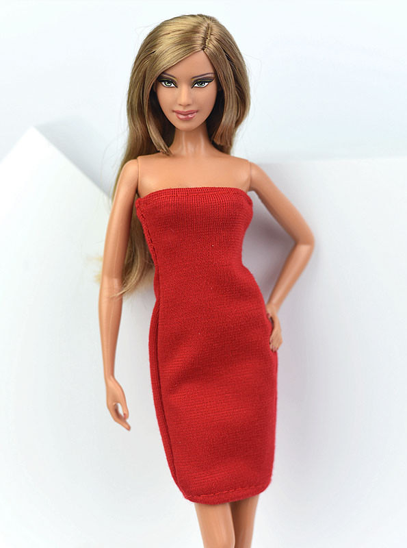 6pcs/lot Red Dress for 11.5" Doll Clothes Evening Party Wears 1/6 Short Dresses