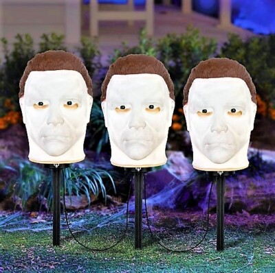 Michael Myers Musical Pathway Stake Lights Gemmy Halloween Yard Decor VIDEO