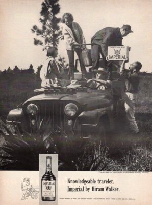 Vintage advertising print Alcohol Hiram Walker Imperial Two Tier Camp Car Hunt