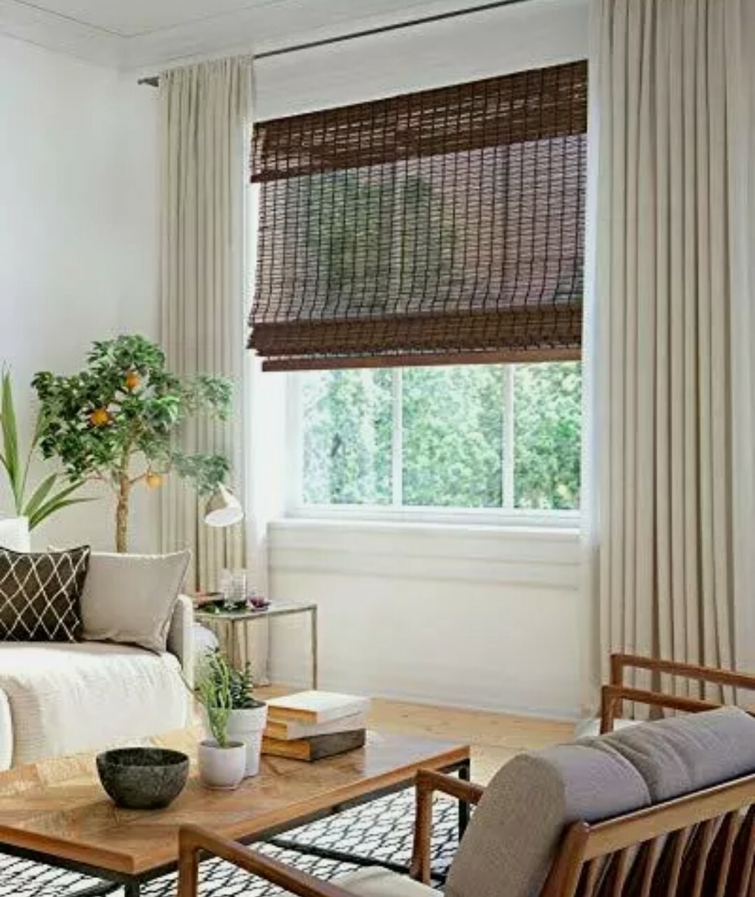 CHICOLOGY 29X64 Cordless Bamboo Roman Shade Buffalo 