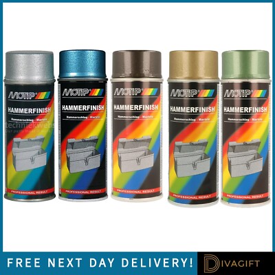 MOTIP HAMMERFINISH SPRÜHFARBE 400ML SCHNELLTROCKNEND BLAU GRÜN GRAU GOLD ANTRAZIT