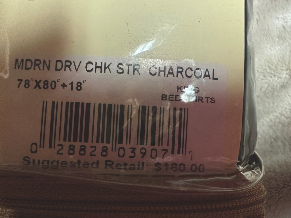 Ralph Lauren Landyn Modern Driver Charcoal Gray King Size Bed Skirt New