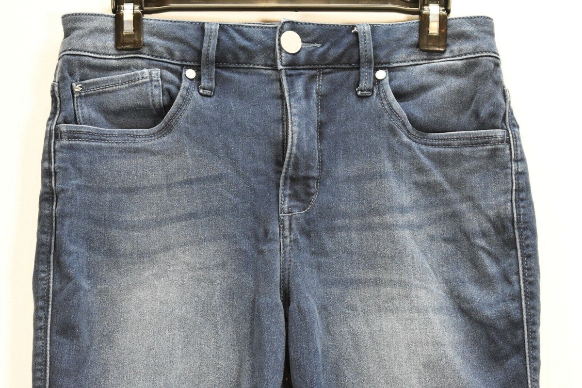 Seven 7 Womens Blue Medium Wash 5 Pocket Tapered Leg Casual Cutoff 
