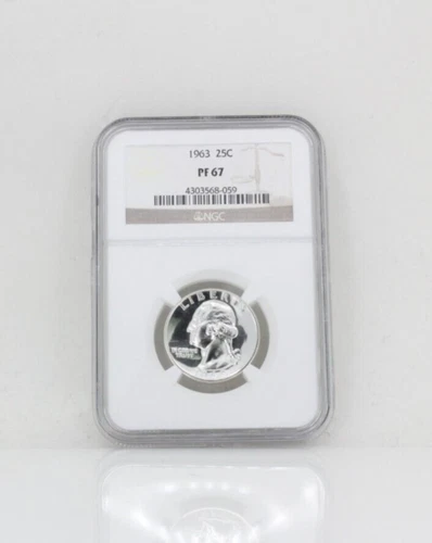 1963 Proof Silver Washington Quarter 25c Certified PF 67