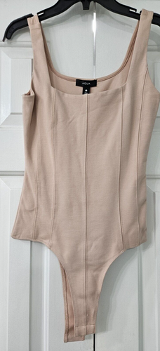 AQUA Womens Square Neck Corset Seamed Bodysuit In Pink Clay SIZE X Large NWT - Picture 2 of 6