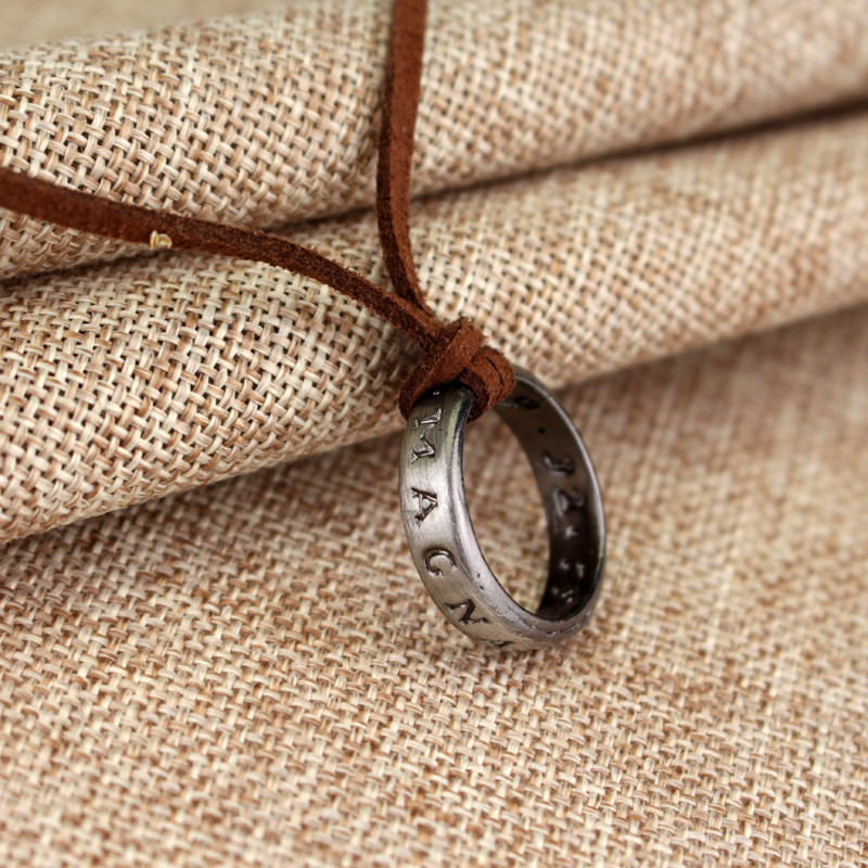 Uncharted 4 Nathan Drake's Necklace Code Ring Leather Rope Pendant