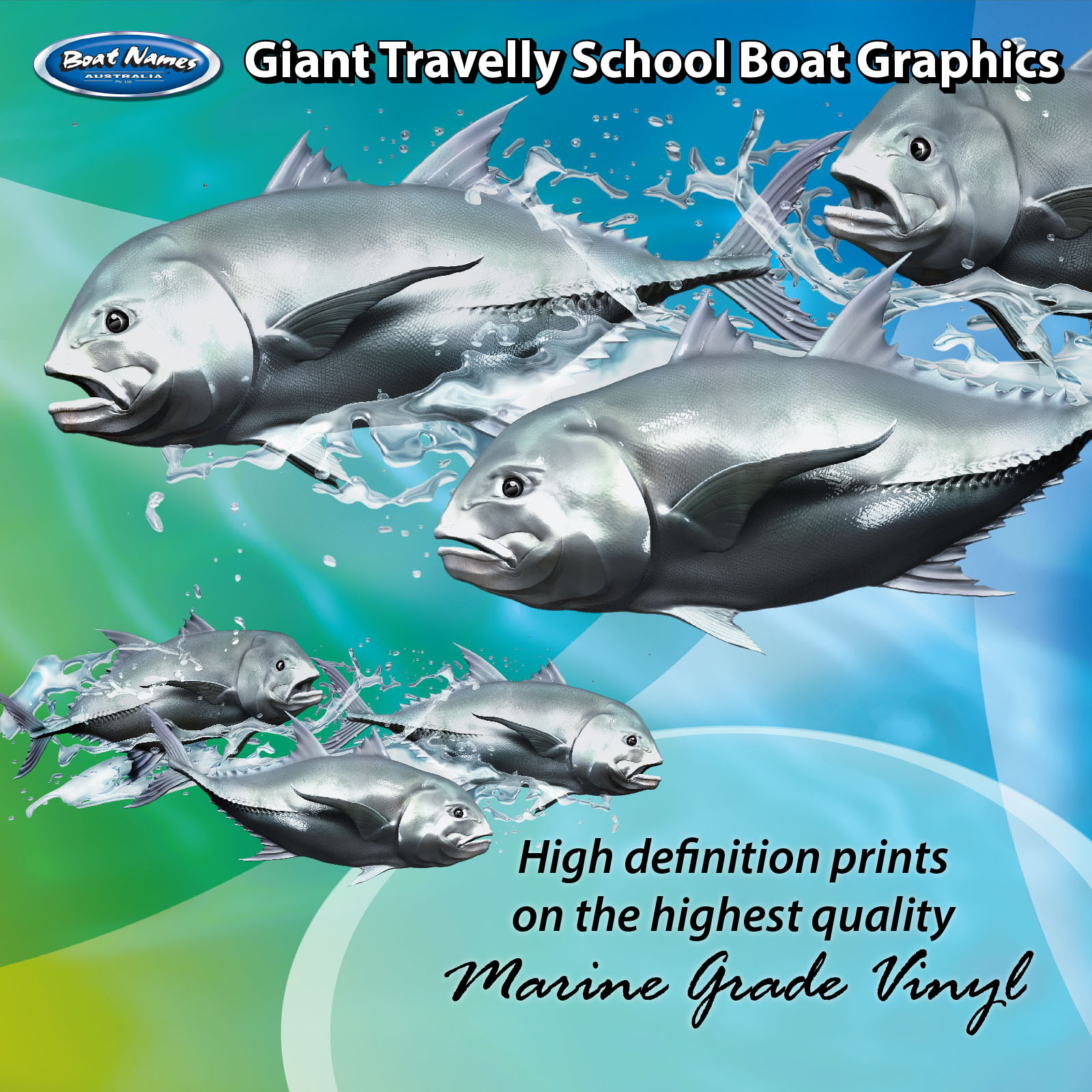 School of Travelly Graphics - set of 300mm Boat Graphics 
