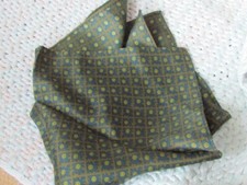 New Silk Geometric Abstract Pocket Square Olive Green Blue 13 1/2"