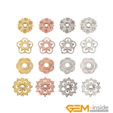 S925 Sterling Silver Flower Spacer Beads Cap ...