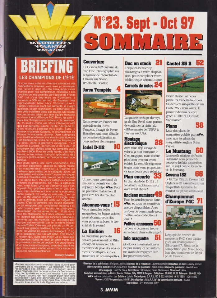 MVM Nr. 23 PLAN: JODEL D-112 / JURCA TEMPETE / CESSNA 182 / CASTEL 25S / MUSTANG - Bild 2 von 2