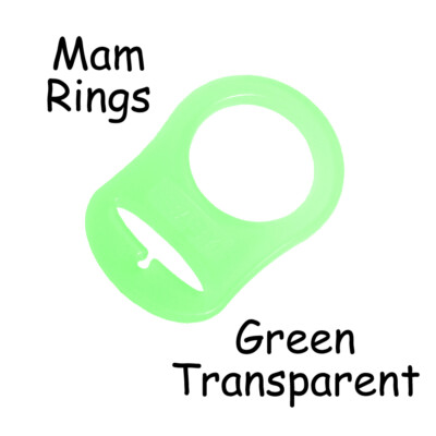 100 MAM Ring Button Style Pacifier Clip Adapter - Green Transparent Silicone