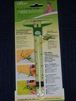 Easy Marking Multifunctional 5 in 1 Sliding Gauge Nancy Zieman Clover 9506 NEW