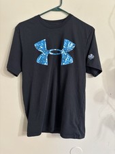 Under Armour Shirt Adult M Black Blue Diamond Logo NFL Combine Short Sleeve Mens