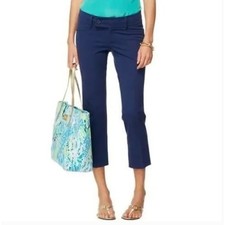 LILLY PULITZER Luxury Capri Pants in True Navy Blue Womens Sz 2 Stretch Twill