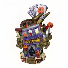 Vtg Spooky Hollow Desperado Casino Halloween Village Lighted Porcelain House