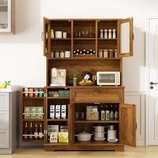 Kitchen Pantry Storage Cabinet Freestanding Buffet Cabinet with Microwave Stand