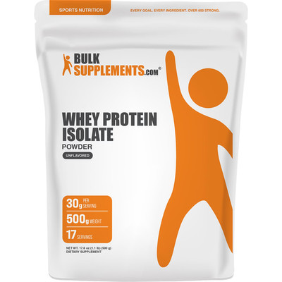 BulkSupplements Whey Protein Isolate Powder 500g Unflavored 90% Protein BCAAs