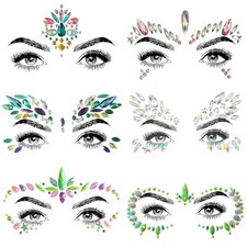 Glamorous 6 Pcs Crystal Face Jewels   Perfect for Festivals and Celebrations