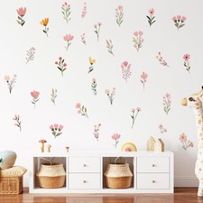 Flower Wall Decals  Boho Flower Wall Decals  Wildflower Sticker 652