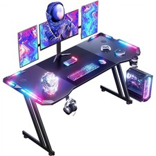 DLONGONE 160 x 60cm RGB Gaming Desk, Large Gaming Table for Laptop, Home Office